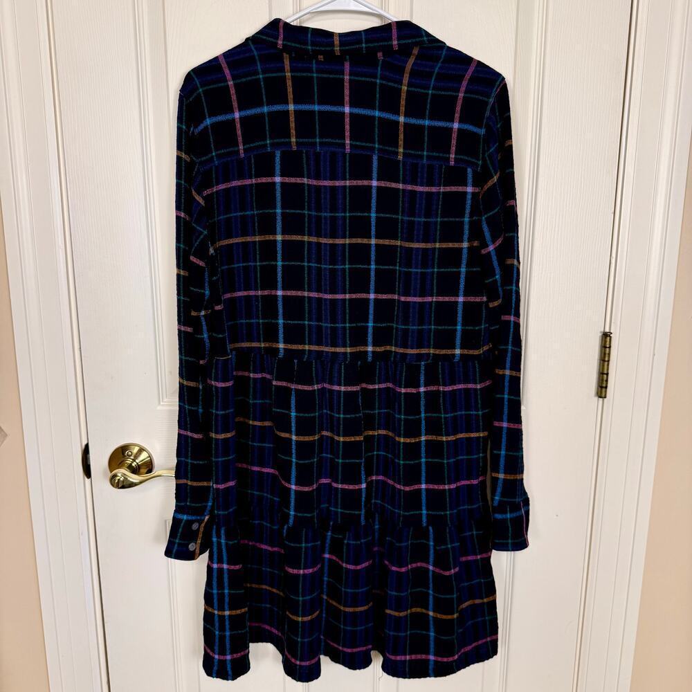LOFT Plaid Shirt Dress Women’s Button Front Long Sleeve Black Multicolor NWT Med - Picture 4 of 6